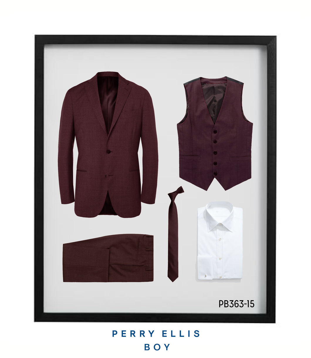 Perry Ellis Boy's Burgundy 5-Piece Suit Set