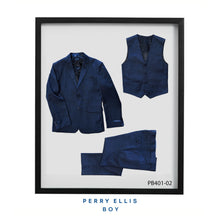 Cargar imagen en el visor de la galería, Blue 3 Piece Perry Ellis Textured Suits For Boys PB401-02