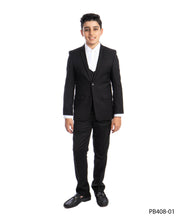 Cargar imagen en el visor de la galería, Jet Black 3 Piece Perry Ellis Suits For Boys PB408-01