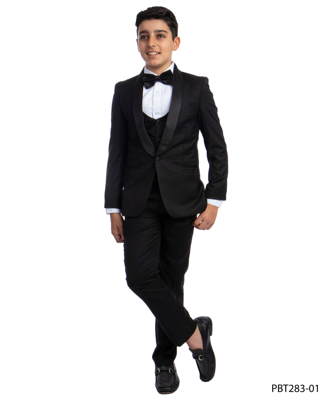 Boy's Perry Ellis Slim Fit Black Shawl Collar Tuxedo