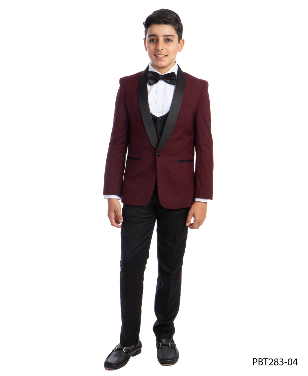 Boy's Perry Ellis Slim Fit Burgundy Shawl Collar Tuxedo
