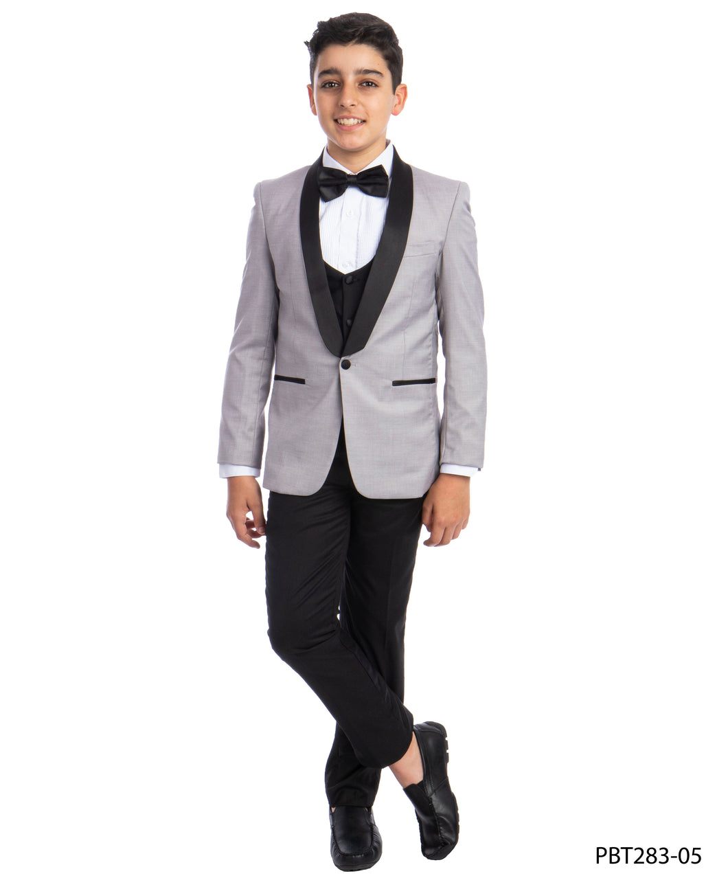 Boy's Perry Ellis Slim Fit Light Grey Shawl Collar Tuxedo
