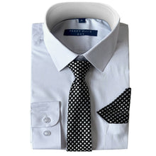 Cargar imagen en el visor de la galería, Perry Ellis Boys Dress Shirts w Lt Grey Tie Solid Shirts w Patterned Tie