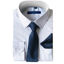 Cargar imagen en el visor de la galería, Perry Ellis Boys Dress Shirts w Indigo Tie Solid Shirts w Patterned Tie