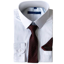 Cargar imagen en el visor de la galería, Perry Ellis Boys Dress Shirts w Burgundy Tie Solid Shirts w Patterned Tie