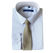Cargar imagen en el visor de la galería, Perry Ellis Boys Dress Shirts w Tan Tie Solid Shirts w Colored Tie