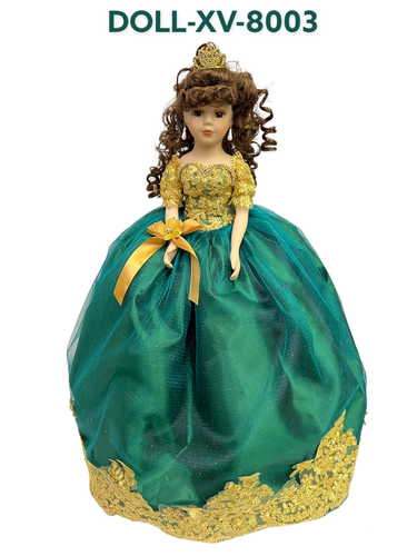 25” QUINCEANERA CERAMIC DOLL WITH CUSTOM MADE DRESS