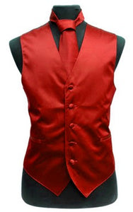 Men's Satin Vests With Matching Necktie