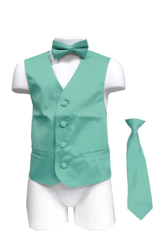 Boy's Satin Vest With Matching Necktie & Bowtie