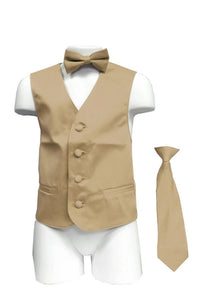 Boy's Satin Vest With Matching Necktie & Bowtie