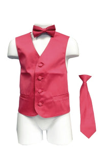 Boy's Satin Vest With Matching Necktie & Bowtie