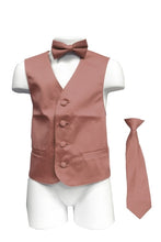 Cargar imagen en el visor de la galería, Boy&#39;s Satin Vest With Matching Necktie &amp; Bowtie