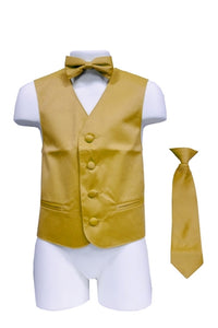 Boy's Satin Vest With Matching Necktie & Bowtie