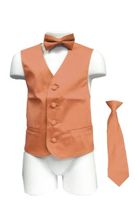 Boy's Satin Vest With Matching Necktie & Bowtie