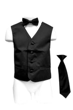 Cargar imagen en el visor de la galería, Boy&#39;s Satin Vest With Matching Necktie &amp; Bowtie