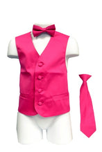 Cargar imagen en el visor de la galería, Boy&#39;s Satin Vest With Matching Necktie &amp; Bowtie