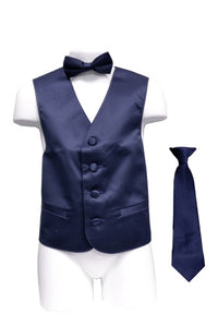 Boy's Satin Vest With Matching Necktie & Bowtie