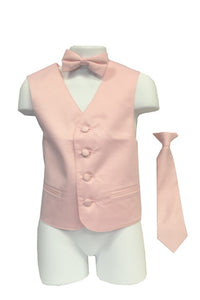 Boy's Satin Vest With Matching Necktie & Bowtie