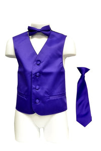 Boy's Satin Vest With Matching Necktie & Bowtie