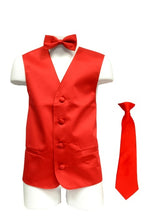 Cargar imagen en el visor de la galería, Boy&#39;s Satin Vest With Matching Necktie &amp; Bowtie