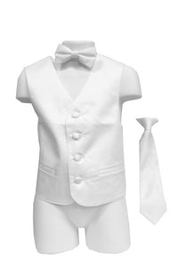 Boy's Satin Vest With Matching Necktie & Bowtie